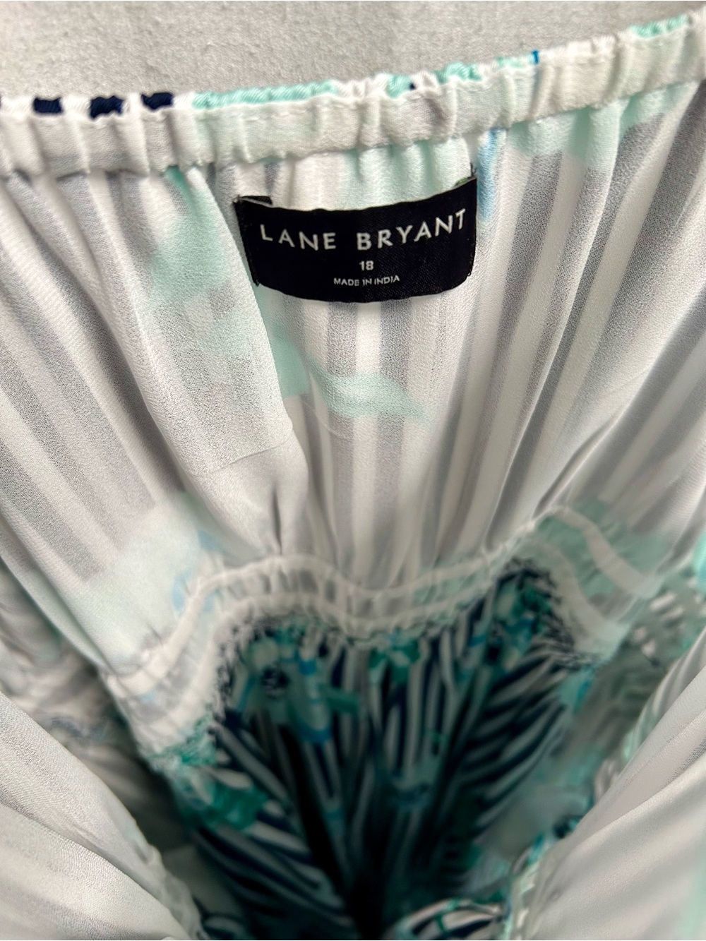 LANE BRYANT MAXI SUNDRESS, NAVY AND WHITE STRIPE WITH BLUE FLORAL, PLUS SIZE 18 - Picture 10 of 11